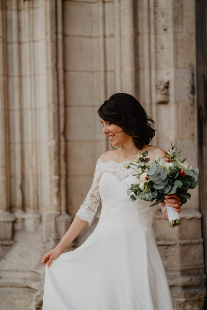 Portrait de la mariée, cérémonie civile à la mairie de Bordeaux